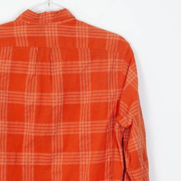 J. Crew Mens Classic Button Down Shirt Size M Orange Plaid Long Sleeve Office - Picture 7 of 7